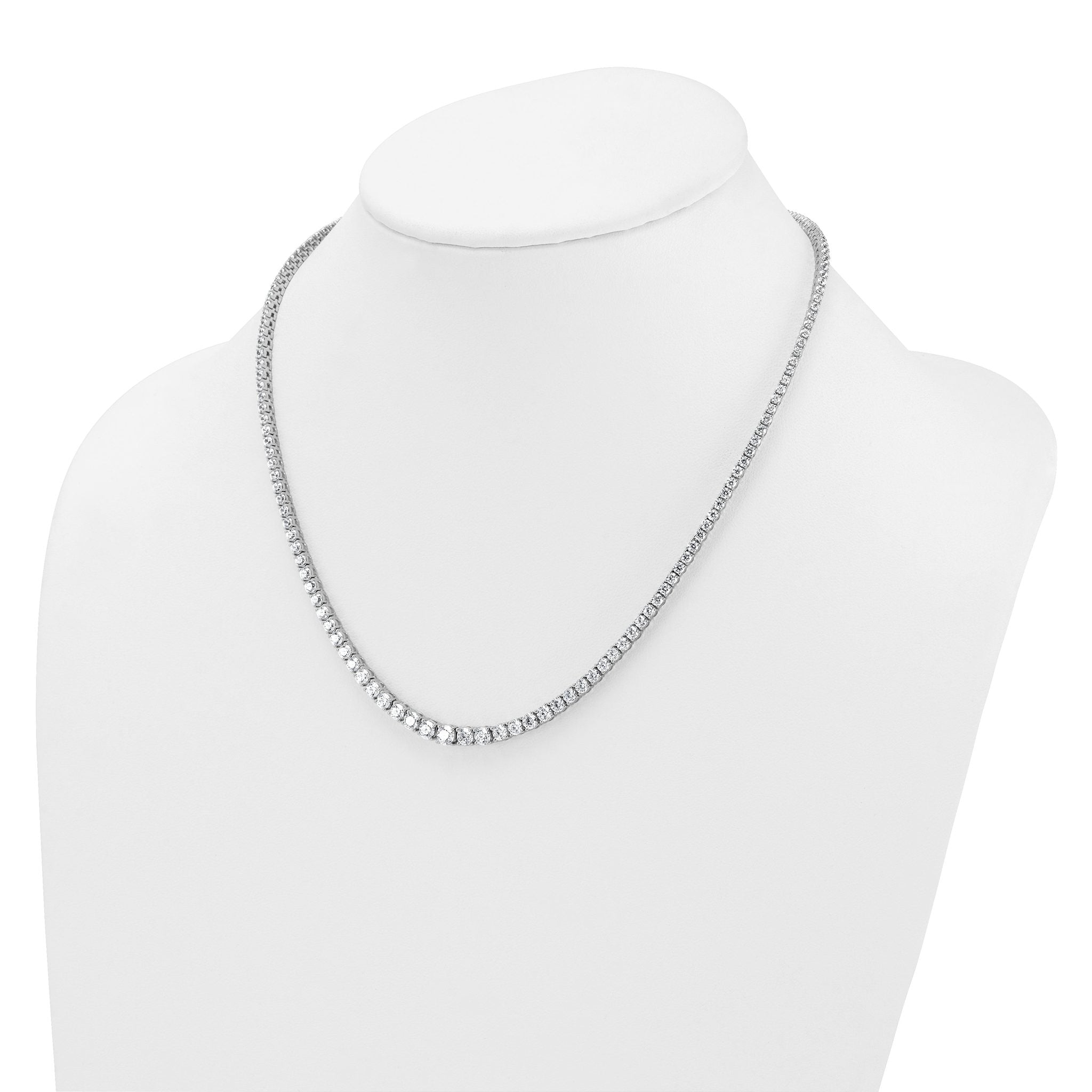 14k White Gold 9 7/8 carat Lab Grown Diamond VS/SI+ G+ Complete Round 18 inch Graduated Tennis Necklace