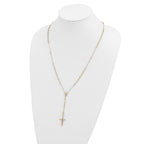 14k Diamond-cut 3mm Beaded Semi-solid Rosary Necklace