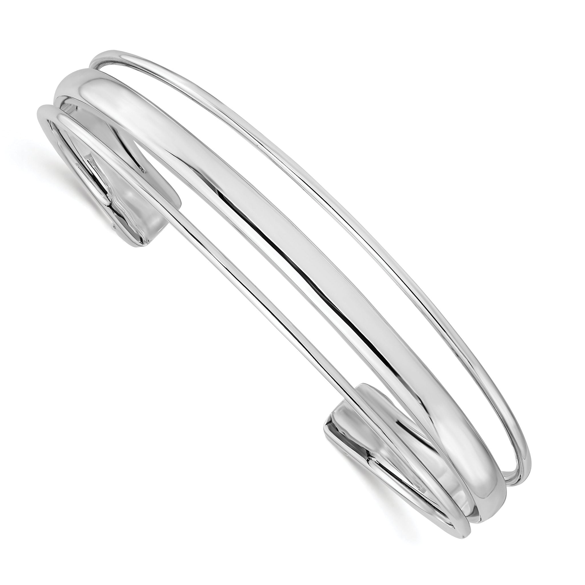 Sterling Silver 925 Polished Cuff Bangle with Elegant Solid Design Main image