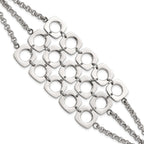 Stainless Steel Polished Fancy Three Strand Square Toggle Bracelet for Women