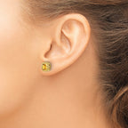 10k Cushion Citrine Earrings