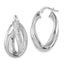 Sterling Silver Rhodium-Plated Twisted Oval Hoop Earrings with Polished Diamond-Cut Finish 25mm