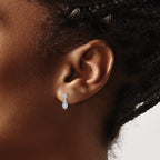 White Ice Sterling Silver Rhodium-plated Diamond and Blue Topaz Post Dangle Earrings