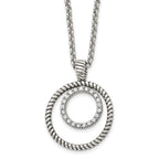 Antiqued CZ Circle Necklace in Stainless Steel