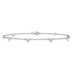 Cheryl M Sterling Silver Rhodium-plated Polished Trillion-cut CZ 9.5 Inch with 1 Inch Extension Anklet