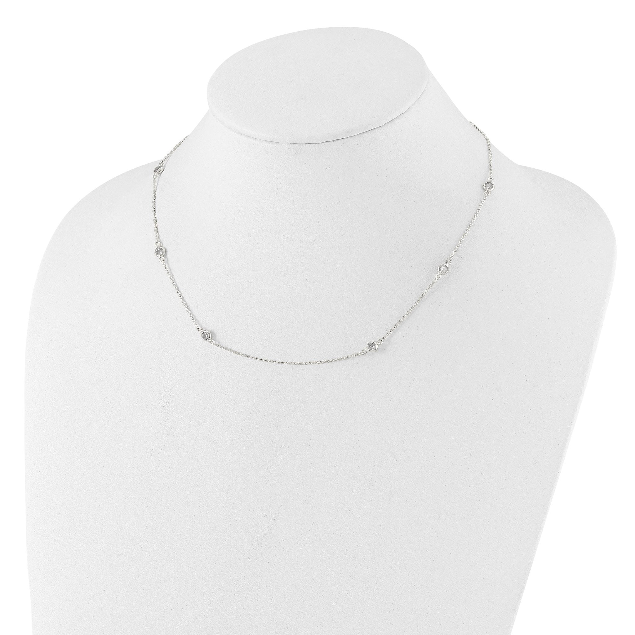 6-Station CZ Necklace in Sterling Silver