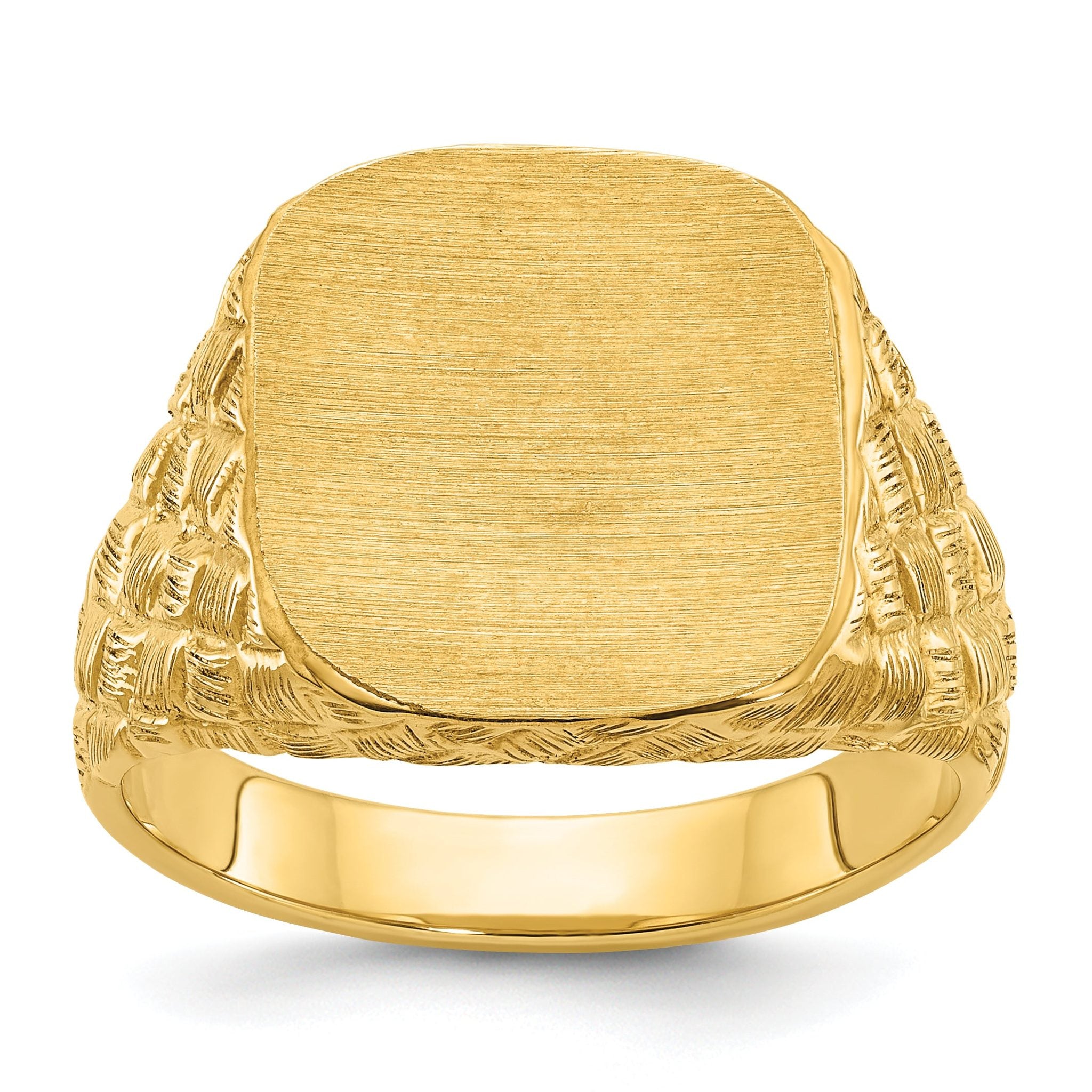 14k 14.8x14.8mm Men's Cushion Signet Ring Main image