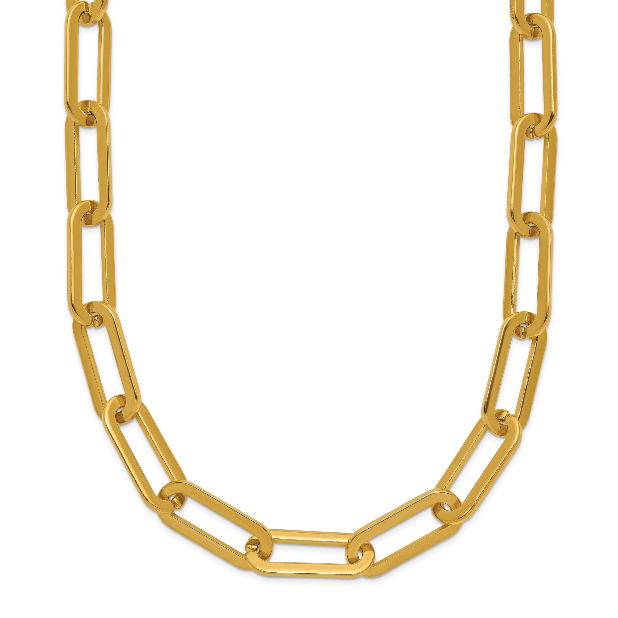 Chisel Stainless Steel Polished Yellow IP-plated Enlongated Open Link Paperclip 24 inch Chain Necklace Main image