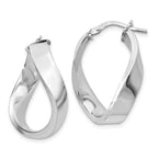 Sterling Silver 925 Twisted Hoop Earrings with Polished Rhodium Finish