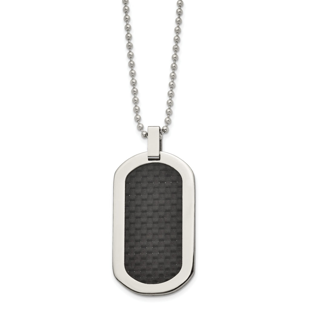 Sophia Jewelers Titanium Dog Tag Necklace with Carbon Fiber Inlay
