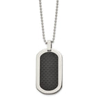 Sophia Jewelers Titanium Dog Tag Necklace with Carbon Fiber Inlay