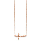 14K Rose Gold Twisted Sideways Cross Necklace Elegant 17 Inch