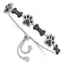 Sterling Silver Rhodium-plated CZ Paw Print & Dog Bone Adj Bracelet