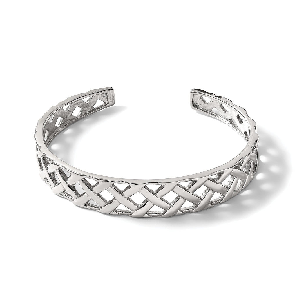 Stainless Steel Polished Weave Design Bangle Bracelet for Women