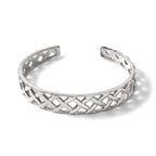 Stainless Steel Polished Weave Design Bangle Bracelet for Women
