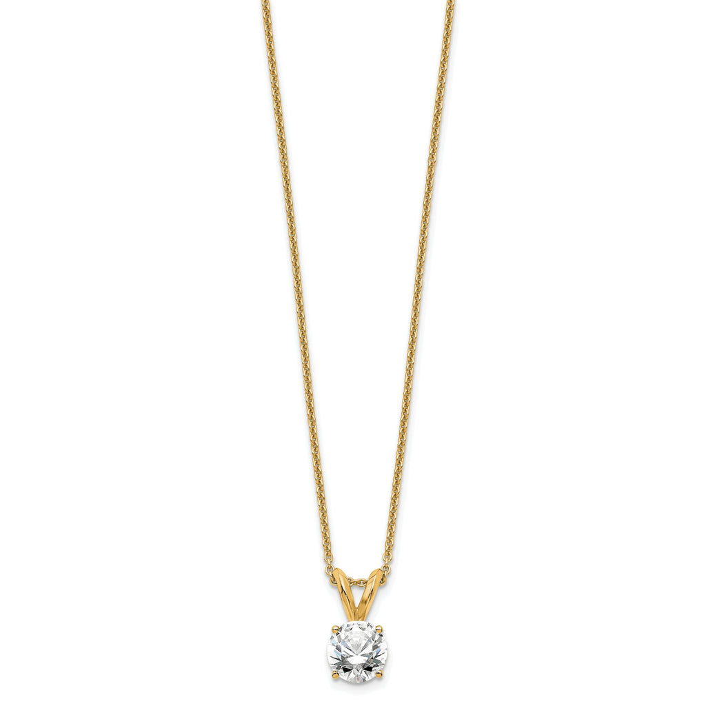14k 1/2 carat Lab Grown Diamond VS+ F+ Round Complete Four Prong 18 inch Solitaire Pendant Necklace