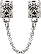 Sterling Silver 925 Floral Themed Bead with Antiqued Finish Solid Design