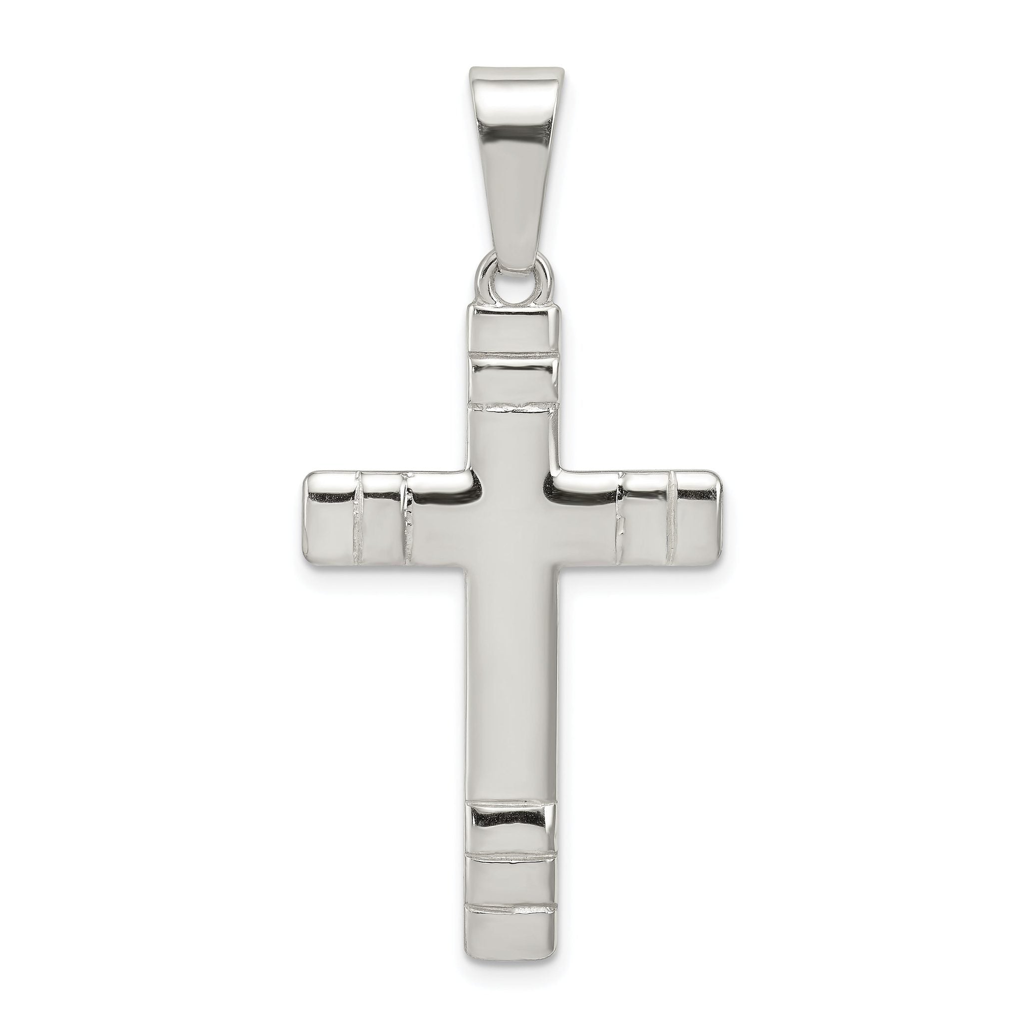 Sterling Silver Polished Cross Pendant with Anti-Tarnish Finish
