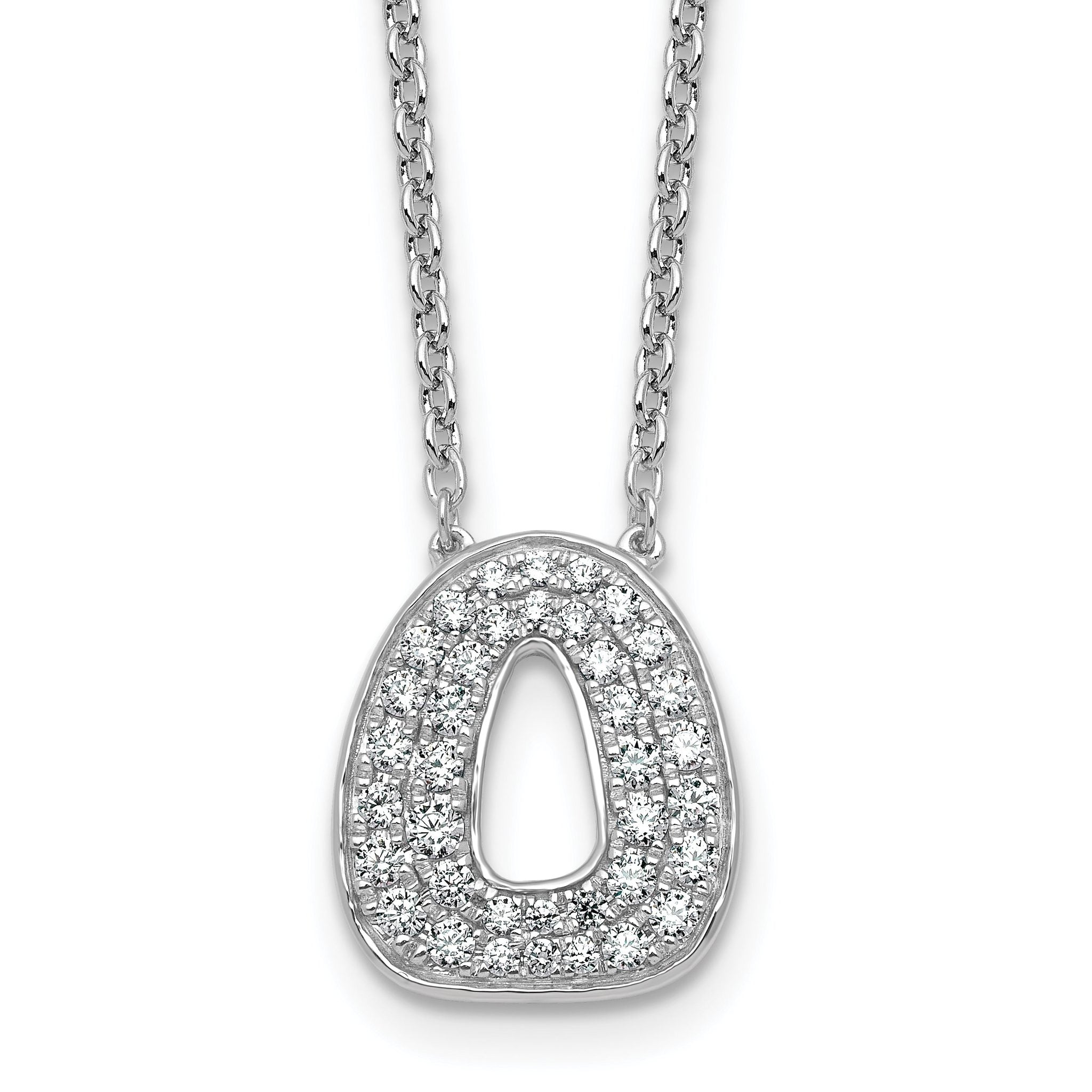 14k White Gold 1/2 carat Lab Grown Diamond VS+ F+ Complete Letter O 18 inch Initial Necklace Main image