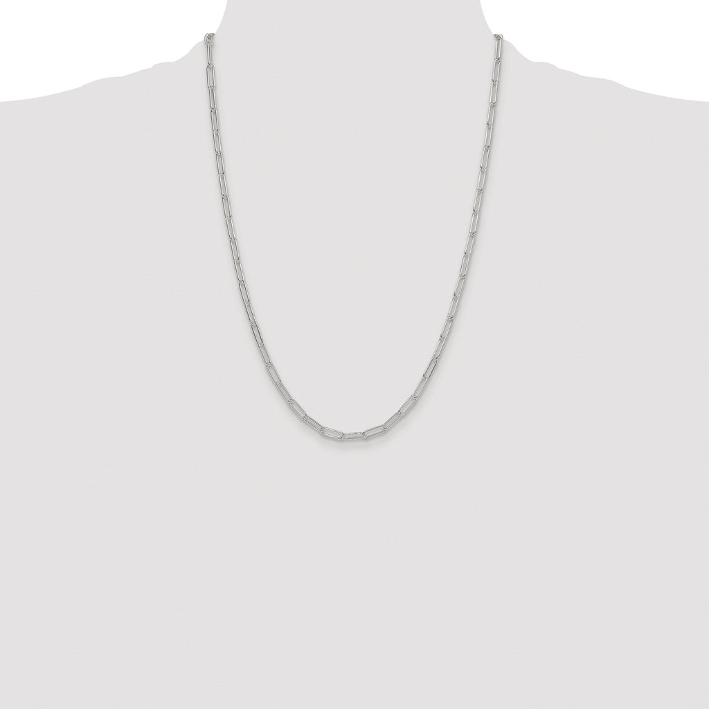 Polished Paperclip Chain Necklace in Sterling Silver, 3.5mm