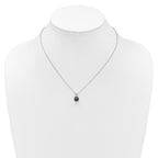Sterling Silver Rhodium-plated 7-7.5mm Round Black Freshwater Cultured Pearl 17 inch Necklace