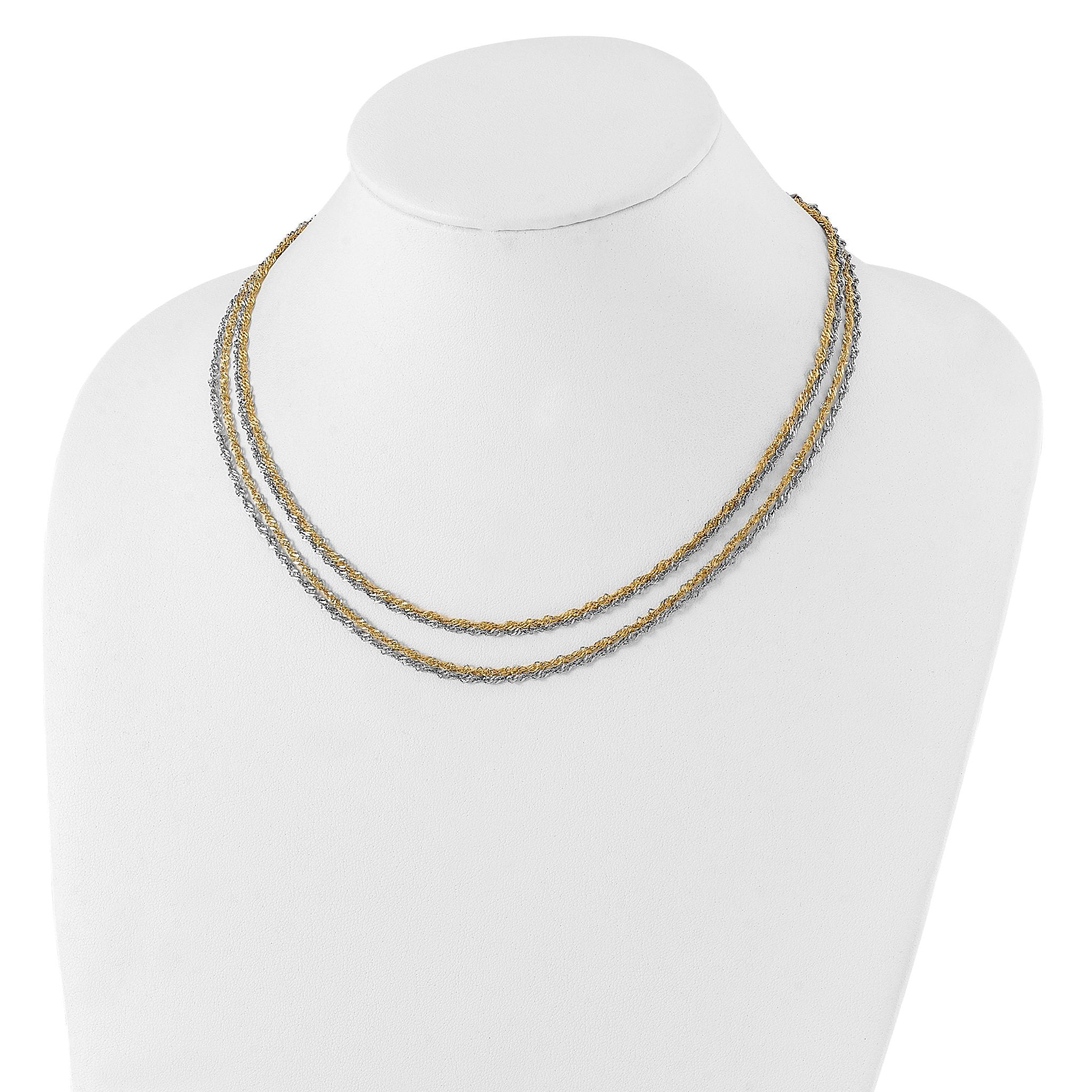 Stainless Steel Polished & Yellow IP-plated Layered w/ 2in ext Necklace Secondary image
