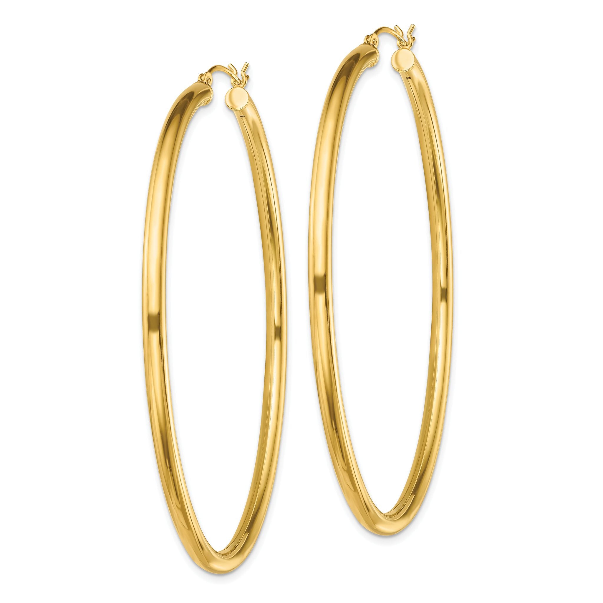 Sterling Silver Gold-Tone Polished 3x65mm Hoop Earrings Secondary image