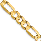 10K Yellow Gold Solid Figaro Chain Necklace 7.5mm
