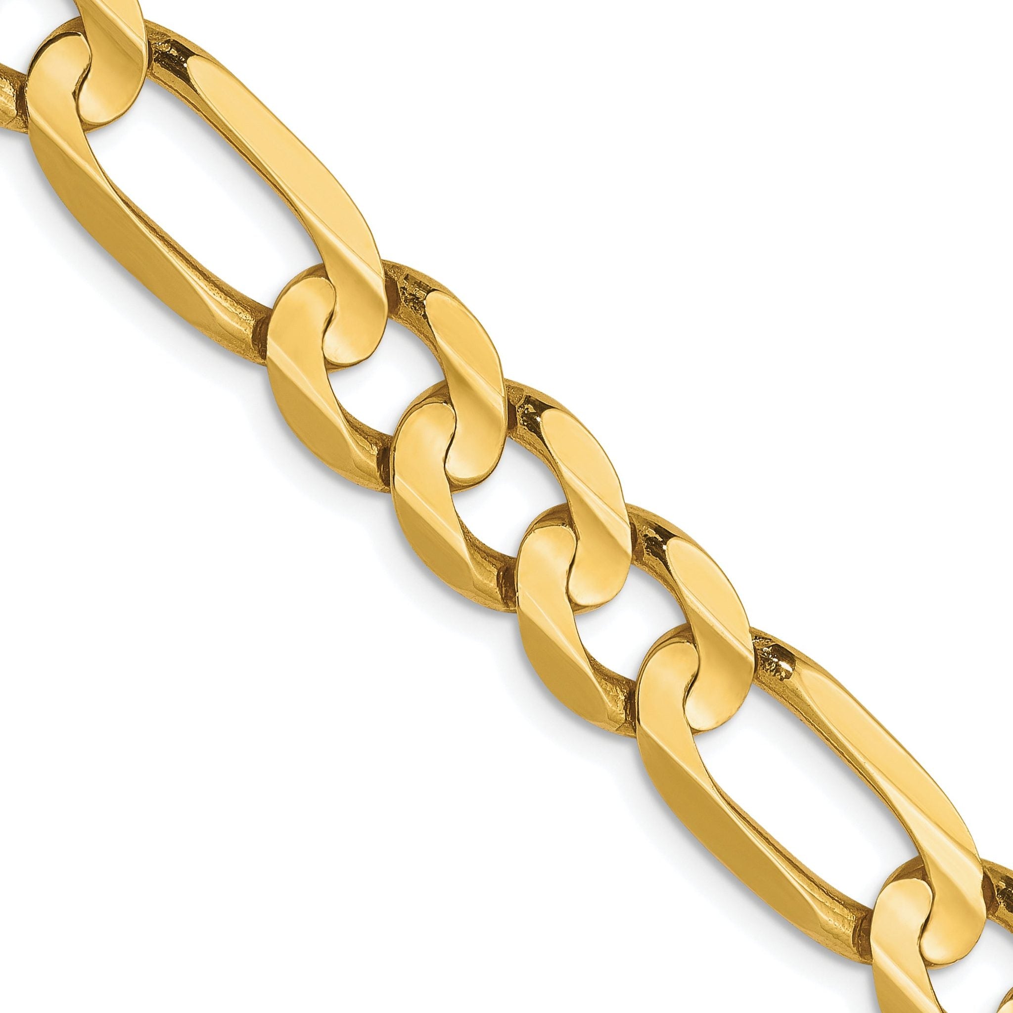 10K Yellow Gold Solid Figaro Chain Necklace 7.5mm