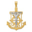 14K Two-Tone Gold Mariner's Cross Pendant with Diamond-Cut Finish  51mm