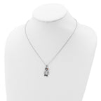 Cheryl M Sterling Silver Rhodium-plated with Black Rhodium Accent Enameled Brilliant-cut Black and White CZ Penguin 18 Inch Necklace