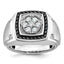 14k White Gold Men's Polished and Satin Halo Cluster Ring Mounting, Mounting Only