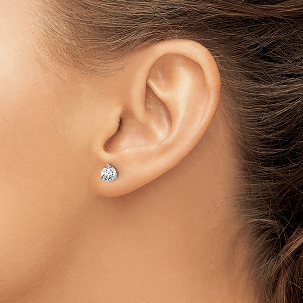 14K White Gold 5/8 ct Lab-Created Diamond VS/SI+ G+, 3-Prong Screw-Back Stud Earrings
