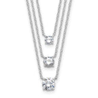 Sterling Silver Rhodium-plated CZ 3-Strand 14.5in w/2in ext Necklace