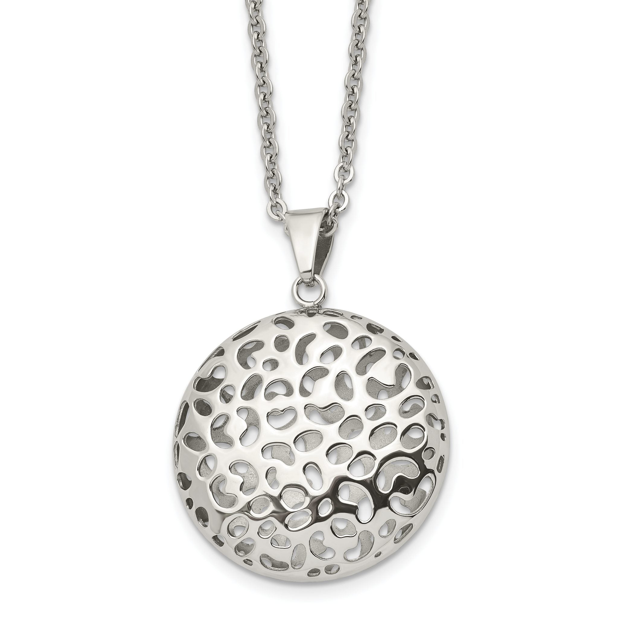 Stainless Steel Polished Puffed Cut-out Design 18in Necklace Main image