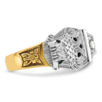 14k Two-tone Men's Polished and Textured 32nd Degree Scottish Rite Masonic Ring Mounting, Mounting Only