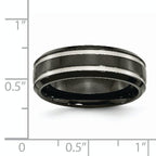 Grooved Comfort-Fit Wedding Band in Titanium with Black IP, 7mm
