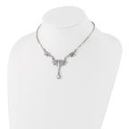 1928 Jewelry Silver-tone Sparkling Clear Crystals from Crystal Teardrop Adjustable 15 inch Vintage Style Necklace with 3 inch extension