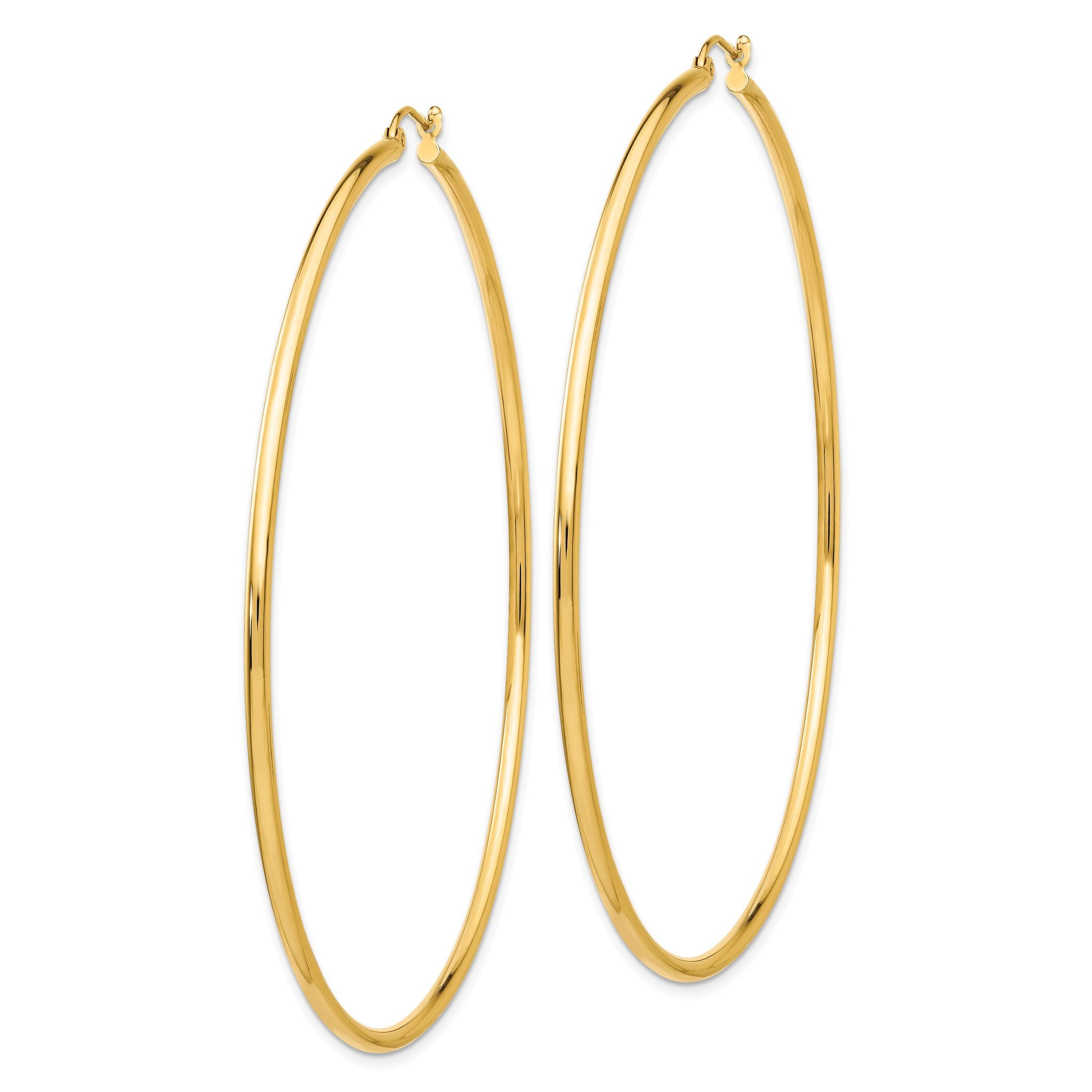 14k Polished 2x75mm Round Tube Hoop Earrings Secondary image