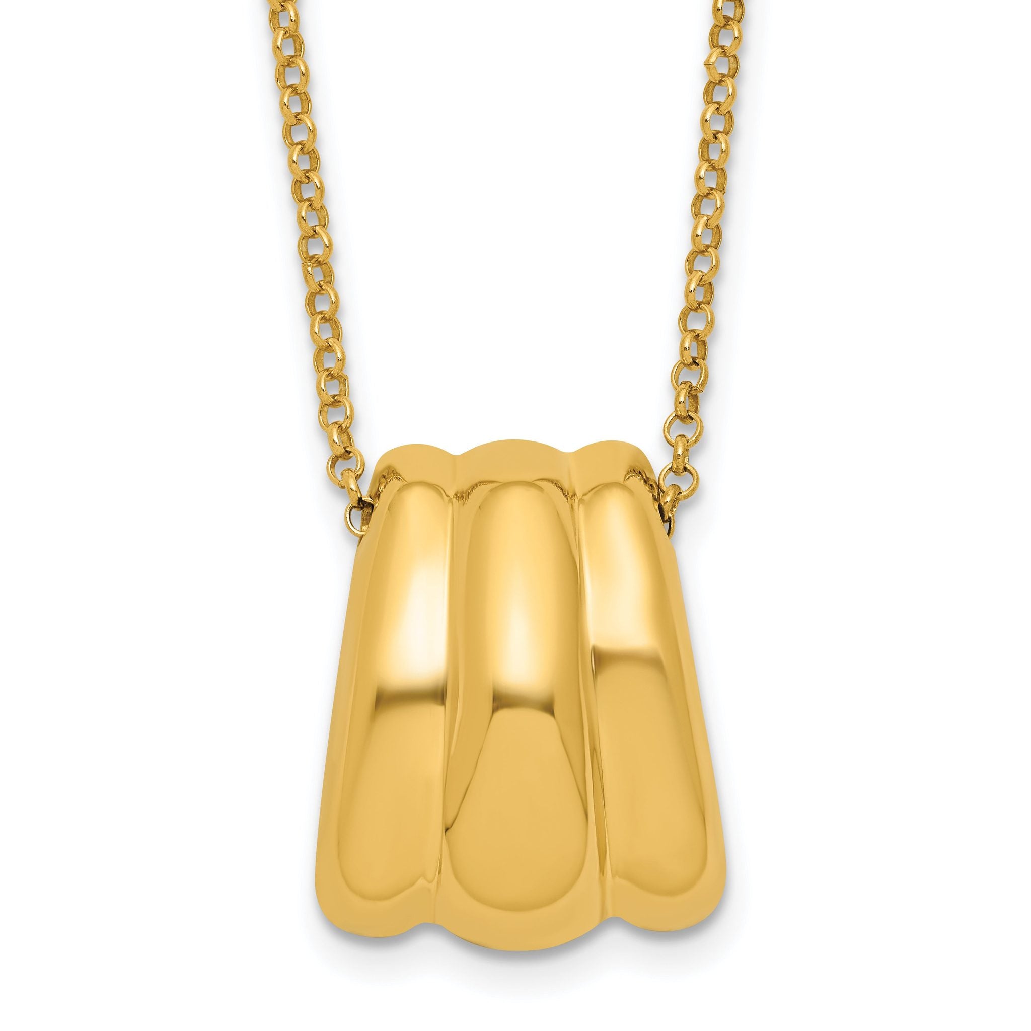 Sterling Silver Gold-tone Polished Fancy w/2in ext. Necklace