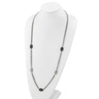 Sophia Jewelers Titanium Sterling Silver Two-Tone Etched Oval Necklace