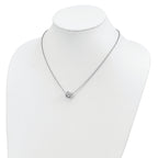 Sterling Silver Rhodium-plated Polished Love Knot D/C Chain Necklace