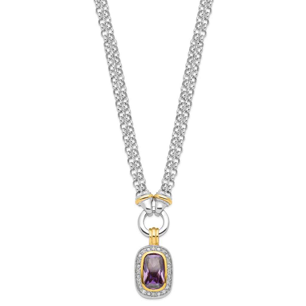 Sterling Silver Flash Gold-plated CZ Necklace