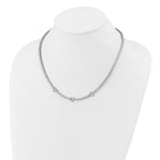 Cheryl M Sterling Silver Rhodium-plated Polished CZ Hearts Necklace