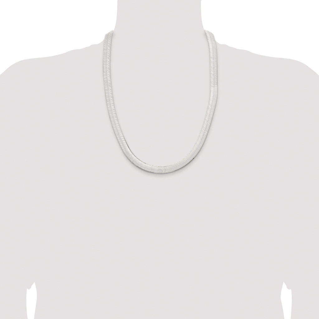 Sterling Silver Rhodium-plated 10.5mm Magic Herringbone Chain