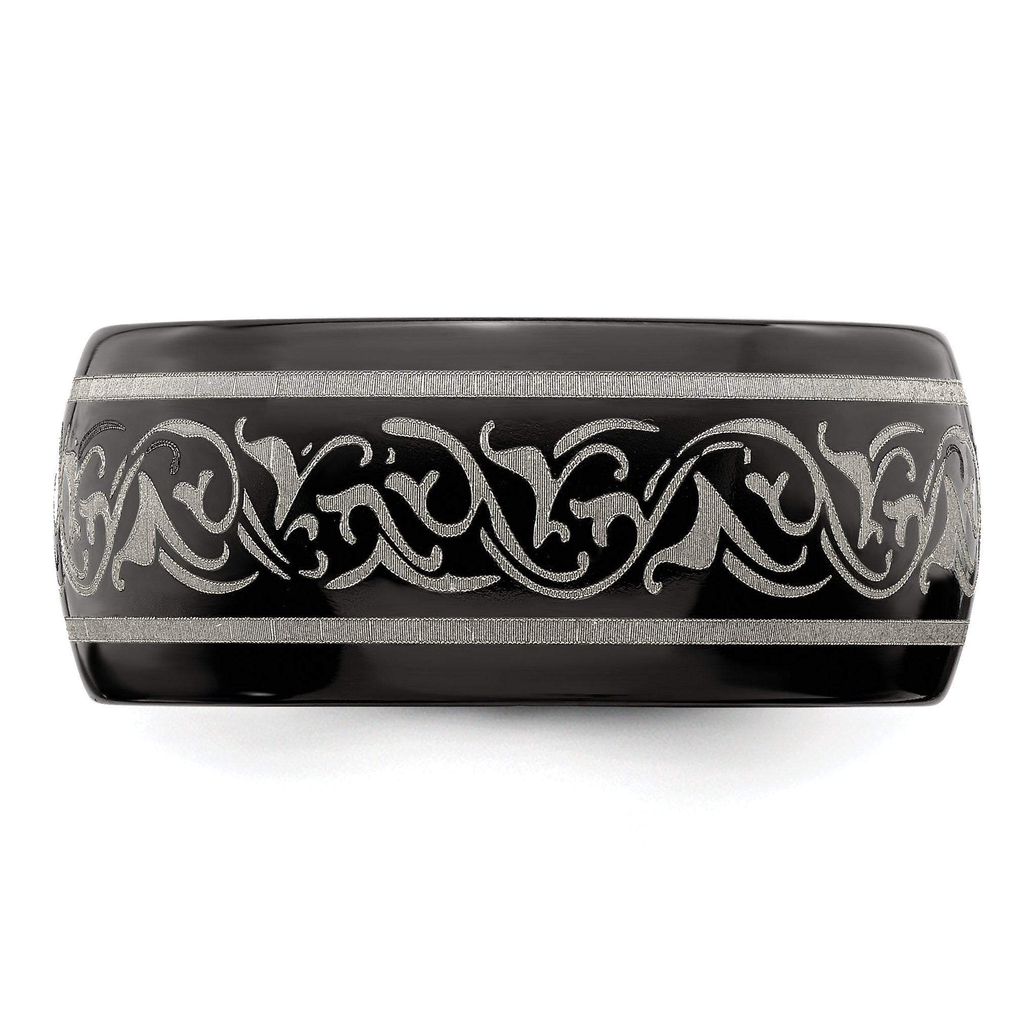 Titanium Wedding Band with Laser Pattern Engravable Gift