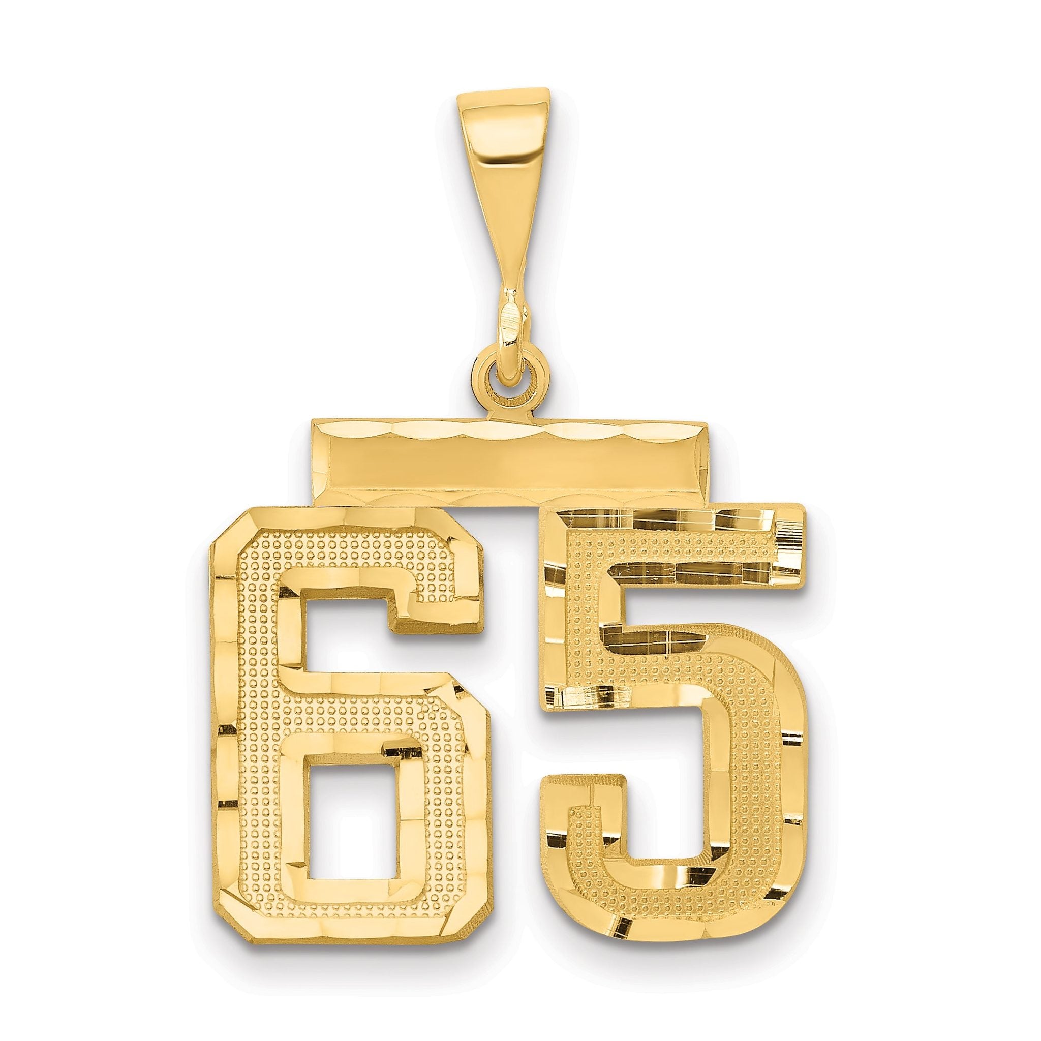 14K Gold Diamond-Cut Number 65 Charm Polished Medium Pendant