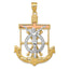 14K Tri-Color Gold Mariner's Cross Pendant with Diamond-Cut Texture