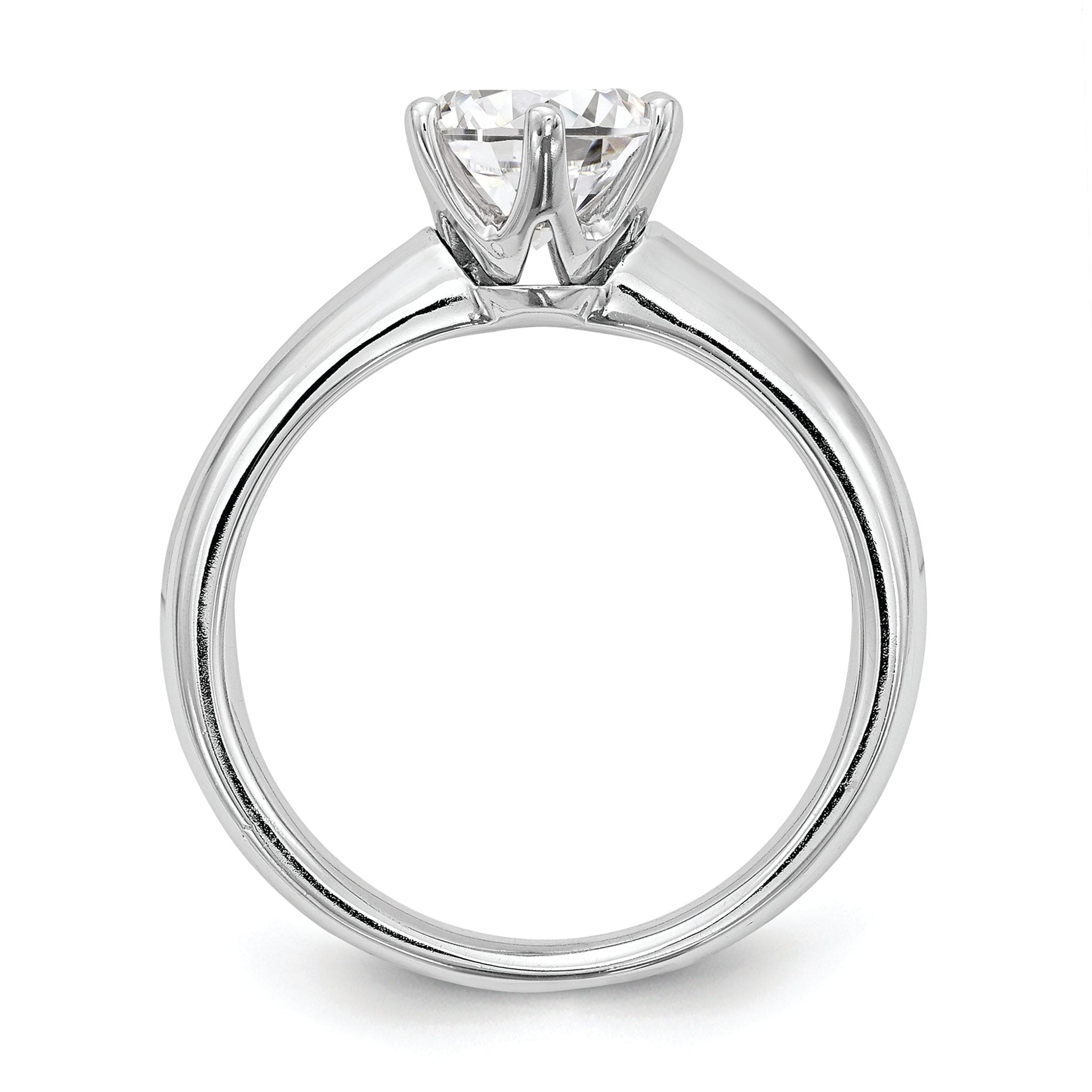 14k White Gold Six-Prong 1 carat center Round Solitaire Engagement Ring Mounting (No Stones Included) Secondary image