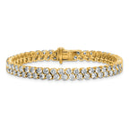 14k 10 1/2 carat Lab Grown Diamond VS/SI+ G+ Complete Round Double Row Tennis Bracelet